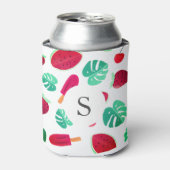 Zomer Fruit & Palmblad | Monogram Blikjeskoeler (Blikje Voorkant)