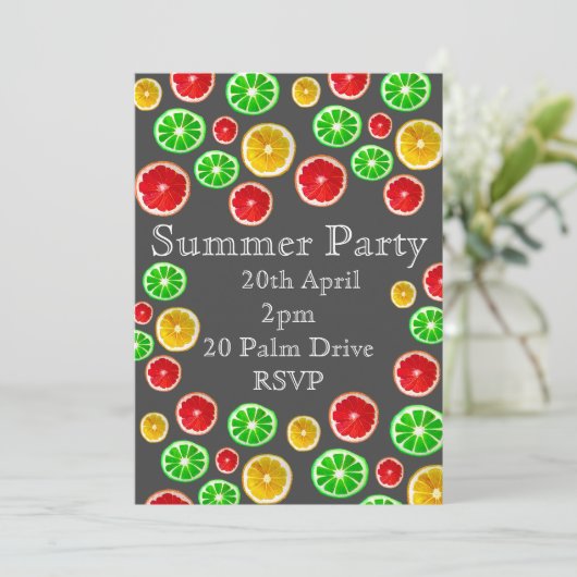 Zomer fruit picknick tuin feest viering kaart (Staand voorkant)