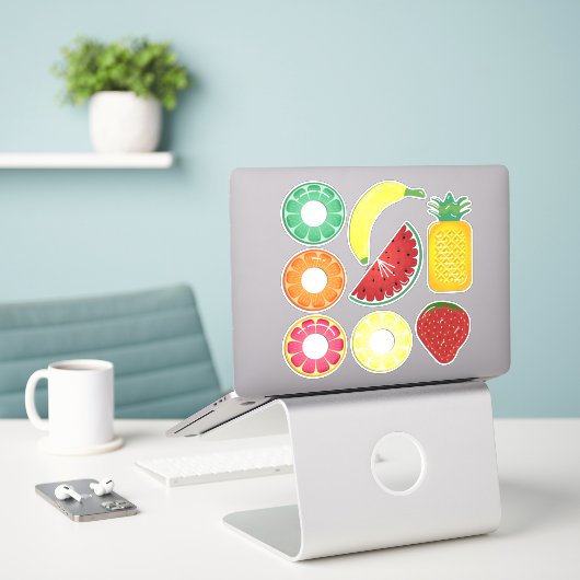 Zomer Fruit Pool Floats Sticker (Laptop op bureau)