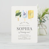 Zomer Fruit Popsicle Waterverf 1e Verjaardag Kaart (Staand voorkant)