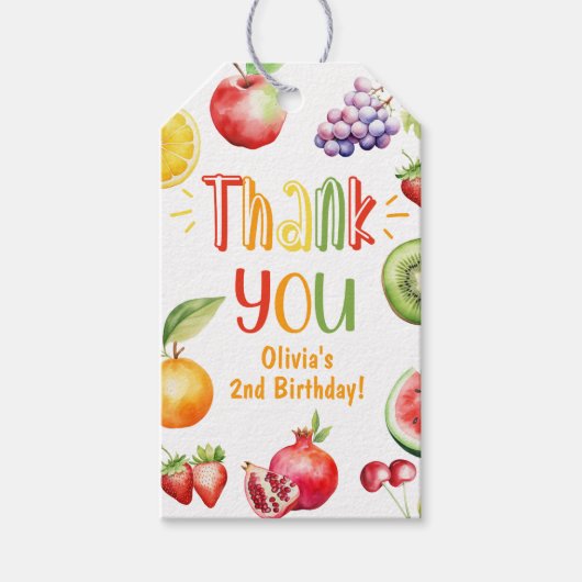 Zomer fruit verjaardag dank u cadeaulabel (Voorkant)