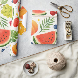 Zomer Fruitpatroon Stof | Tropische Watermeloen Cadeaupapier