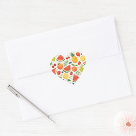Zomer Fruitpatroon Stof | Tropische Watermeloen Hart Sticker