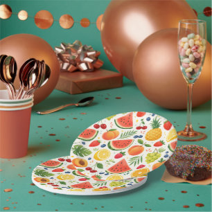 Zomer Fruitpatroon Stof Tropische Watermeloen Papieren Bordje