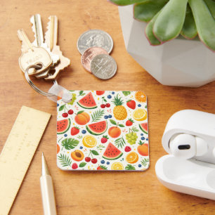Zomer Fruitpatroon Stof Tropische Watermeloen Sleutelhanger