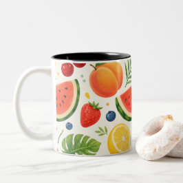 Zomer Fruitpatroon Stof | Tropische Watermeloen Tweekleurige Koffiemok