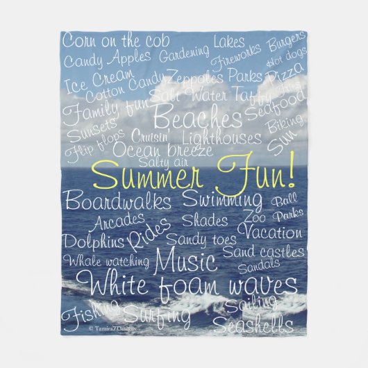 Zomer Fun Beach Ocean Waves Fleece Deken (Voorkant)