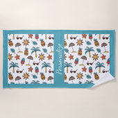 Zomer Fun Beach Palm Tree Ananas gepersonaliseerd Strandlaken (Voorkant)