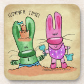 Zomer Fun-Bunnies op het strand Onderzetter (Voorkant)