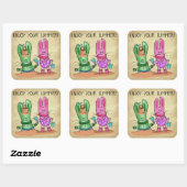 Zomer Fun-Bunnies op het strand Vierkante Sticker (Vel)
