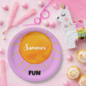 Zomer Fun Geel Sinaasappel Zon Paarse Papieren Bordje (Feest)