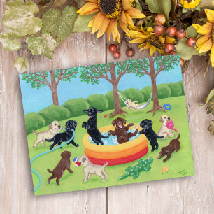 Zomer Fun Labradors Schilderen Briefkaart