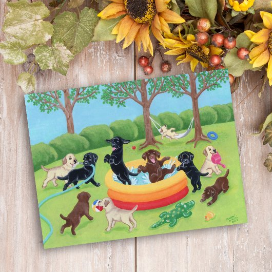 Zomer Fun Labradors Schilderen Briefkaart