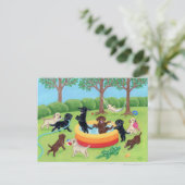 Zomer Fun Labradors Schilderen Briefkaart (Staand voorkant)