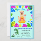 Zomer Fun Lama in een Duck Inner Tube Pool Party I Kaart (Voorkant)