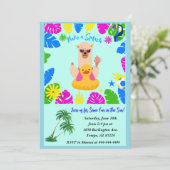 Zomer Fun Lama in een Duck Inner Tube Pool Party I Kaart (Staand voorkant)