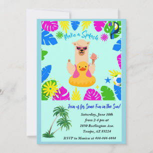 Zomer Fun Lama in een Duck Inner Tube Pool Party I Kaart