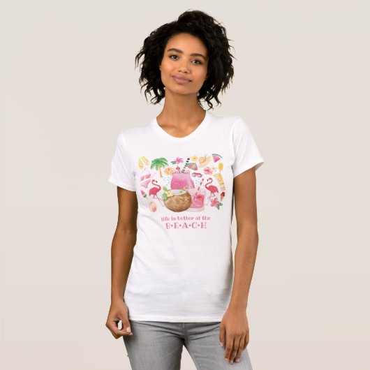 Zomer Fun Life is Beter op het strand T-shirt (Voorkant volledig)