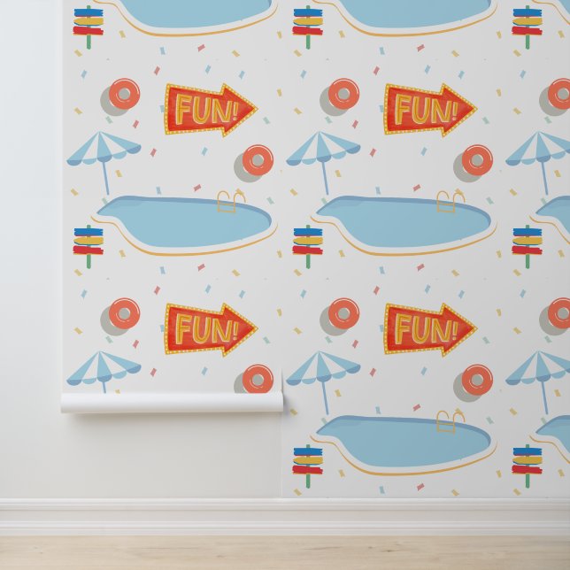 Zomer Fun Pool Party Behang (Applicatie)