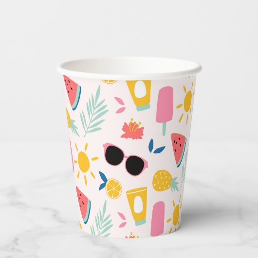 Zomer Fun Pool Party Papieren Bekers (Achterkant)