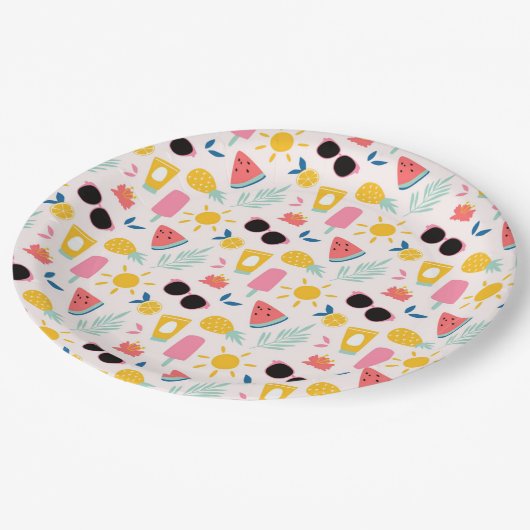 Zomer Fun Pool Party Papieren Bordje (Gekanteld)