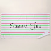 Zomer Fun Roze Groen Witte Strepen Strandlaken (Voorkant)