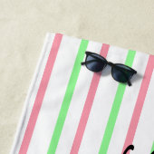 Zomer Fun Roze Groen Witte Strepen Strandlaken (In situ)