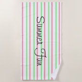 Zomer Fun Roze Groen Witte Strepen Strandlaken (Voorkant)