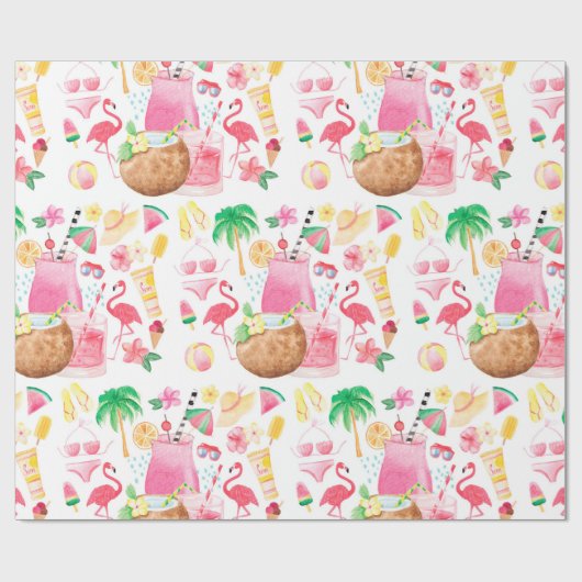 Zomer Fun Tropical Beach Cadeaupapier (Vlak)