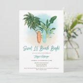 Zomer Fun Tropisch Surf Sweet 16 Beach Bash Kaart (Staand voorkant)