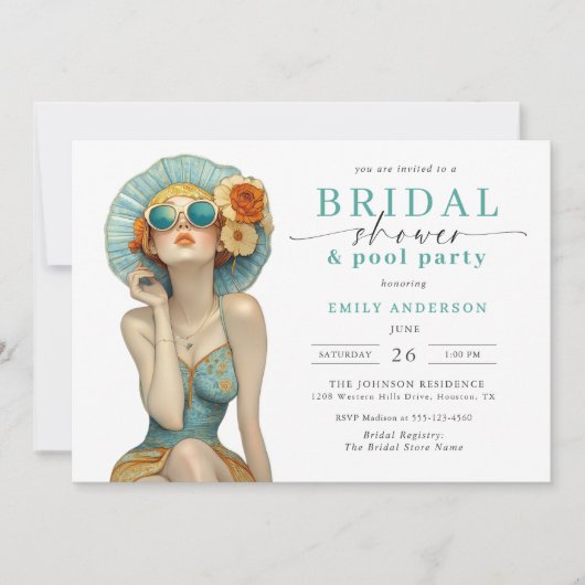 Zomer Fun Vrijgezellenfeest en Pool Party Invitati Kaart (Voorkant)