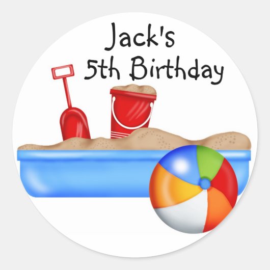 Zomer Fun Zandbak Beach Ball Ronde Sticker (Voorkant)