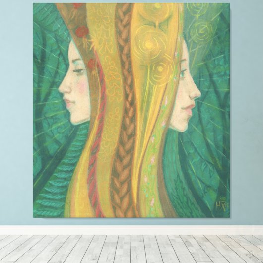 Zomer, Gaja, Bos Godin, fantasie surrealistische k Canvas Afdruk (Insitu (Houten vloer))