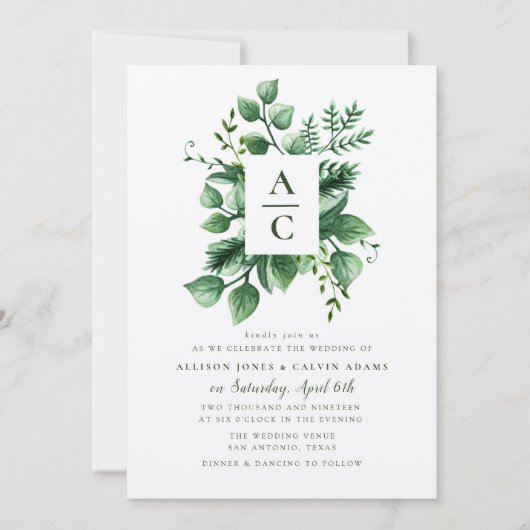 Zomer gebladerte kraft bruiloft uitnodiging (Voorkant)