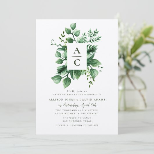 Zomer gebladerte kraft bruiloft uitnodiging (Staand voorkant)