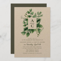 Zomer gebladerte kraft bruiloft uitnodiging