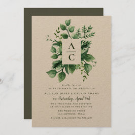 Zomer gebladerte kraft bruiloft uitnodiging