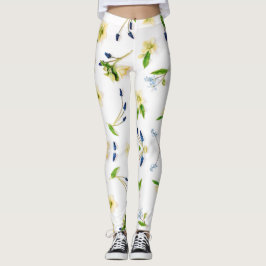 Zomer gebroken wit bloemenpatroon leggings