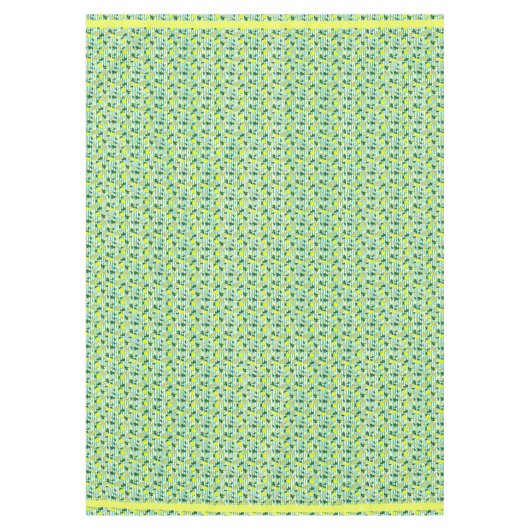 Zomer Geel en Seafoam Blauw Citroen Fruit Gestreep Tafelkleed (Voorkant)