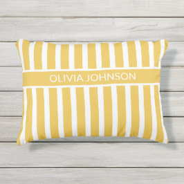 Zomer Geel Gestreepte Naam Buitenkussen