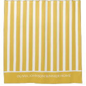 Zomer Geel Gestreepte  Naam Douchegordijn (Voorkant)