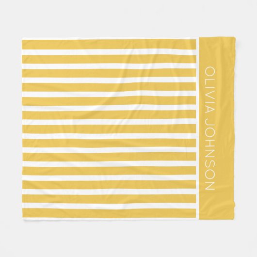 Zomer Geel Gestreepte  Naam Fleece Deken (Voorkant (Horizontaal))