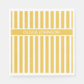 Zomer Geel Gestreepte  Naam Servet (Voorkant)
