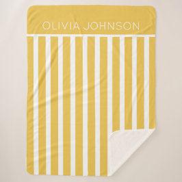 Zomer Geel Gestreepte Naam Sherpa Deken