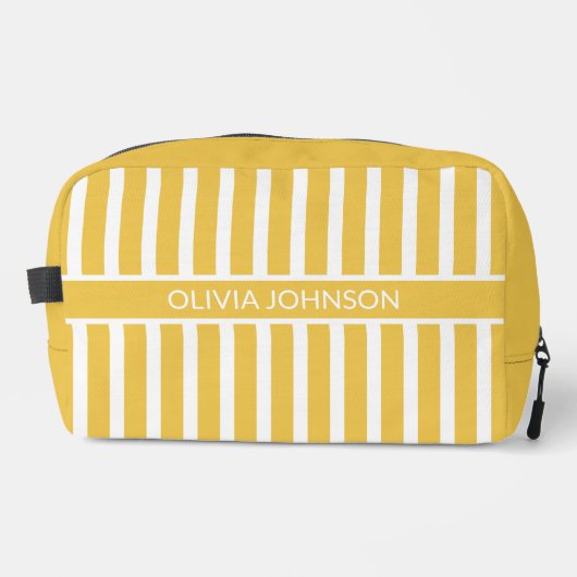 Zomer Geel Gestreepte  Naam Toilettasje (Voorkant)
