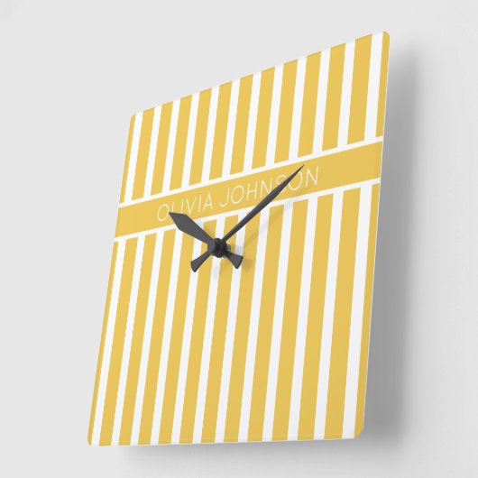 Zomer Geel Gestreepte  Naam Vierkante Klok (Hoek)