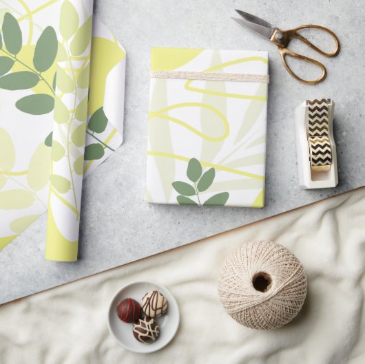Zomer Geel Groen Botanisch Abstract Cadeaupapier (Crafts)