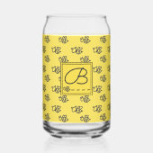 Zomer Gele Bee Doodles Monogrammed Blikvorm Glas (Voorkant)