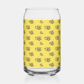 Zomer Gele Bee Doodles Monogrammed Blikvorm Glas (Rechts)