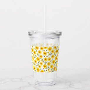 "Zomer Gele Bloem Tumbler - 16oz, Sweatproof" Acryl Drinkbeker